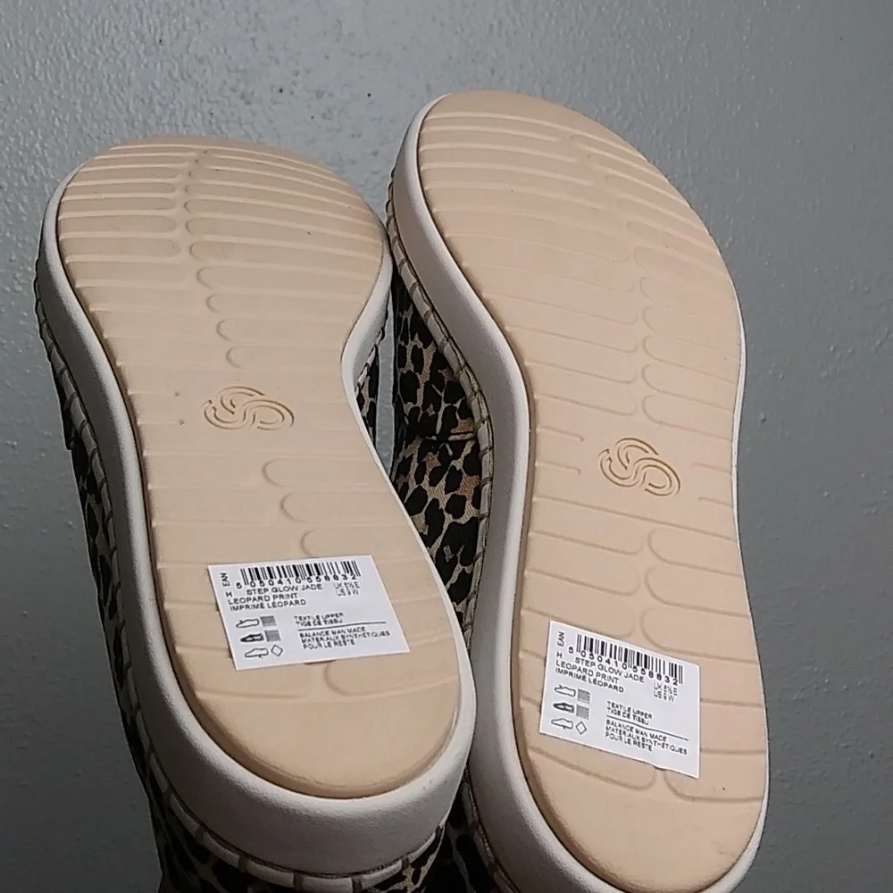 Cloudsteppers By Clarks Step Glow Jade 9W  Whipstitch Shoes Leopard Print